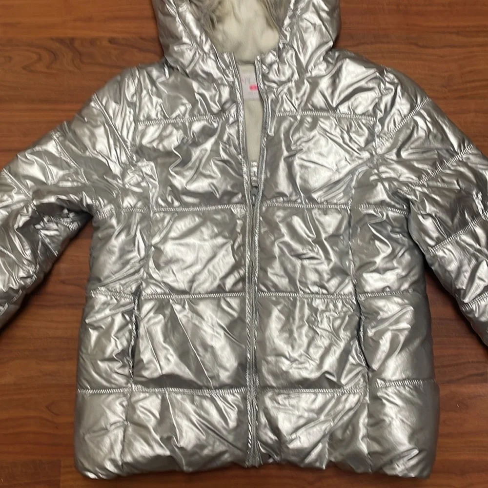The Children’s Place Girl Metallic puffer Coat, Size XL 14